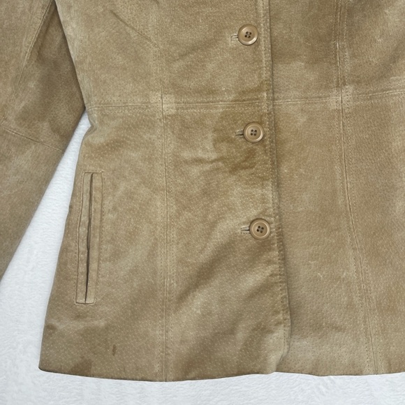 VTG Y2K Wet Seal Tan Suede Leather Collared Jacket Sz M Gilmore Girls Western - Picture 7 of 10